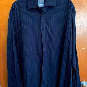Thomas Dean Pinstripe French Cuff Dress Shirt